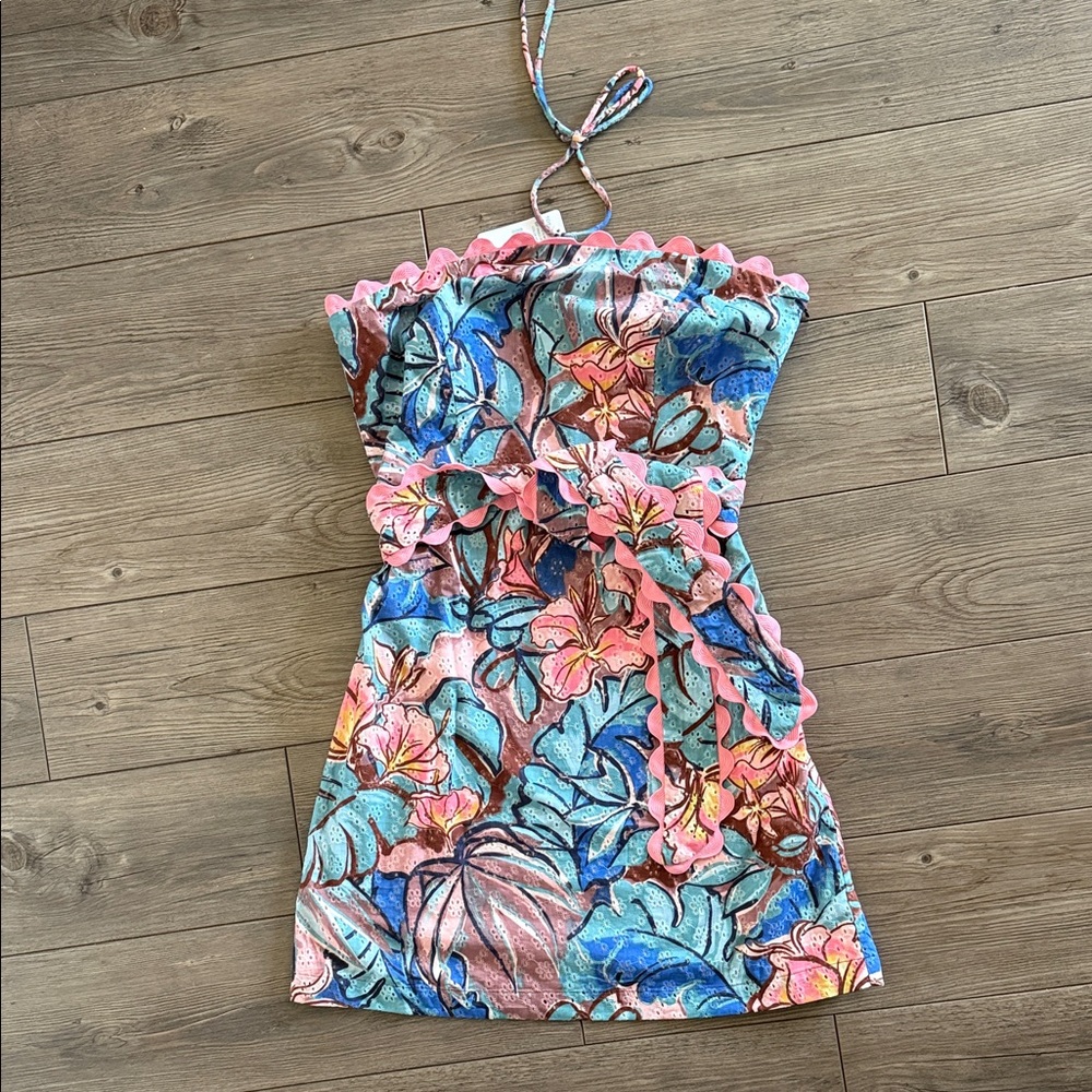 Tori Richard Tropical Floral Sundress in Pink & Blue